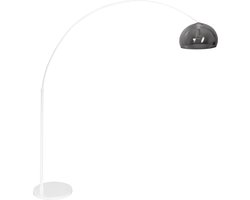 Moderne vloerlamp Sparkled light | 1-lichts | draaibaar, kantelbaar en uitschuifbaar | smoke glas met mat wit | Ø 38 cm lampenkap | max 230 cm hoogte | E27 fitting | 42x170 cm | woonkamer / slaapkamer