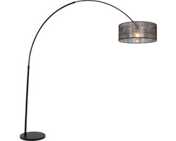 Moderne vloerlamp Sparkled light | 1-lichts | staal & transparant | Ø 45 cm | draai- & kantelbaar | uitschuifbaar tot 230 cm | zwart mat | E27 fitting | woonkamer / kantoor