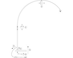Moderne vloerlamp Sparkled light | 1-lichts | staal / transparant | Ø 50 cm lampenkap | draaibaar / kantelbaar / uitschuifbaar | zwart mat | E27 fitting | max 230 cm hoog | woonkamer