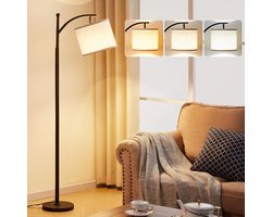 Moderne Vloerlamp - Staande Lamp - Staande Lamp Woonkamer met Beige Kap - Met Gloeilamp
