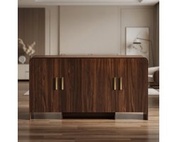 Moderne Walnoot Dressoir 152 cm – TV Meubel & Buffetkast tot 72 inch met Soft-Close Deuren en 4 Opbergvakken – Multifunctionele Opbergkast voor Woonkamer of Keuken – Mobili Bella .