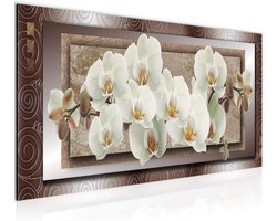 Moderne wanddecoratie met orchideeën op fleece canvas voor woonkamer en hal