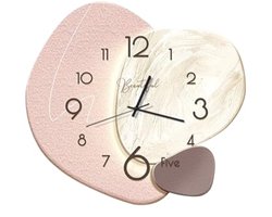 Moderne wandklok met stil uurwerk - Scandinavisch design in wit porselein