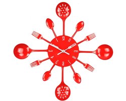 Moderne wandklok van 16 inch in antieke stijl voor keuken en interieur met bestekdesign