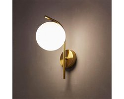 Moderne Wandlamp - E27 Goudkleurige Wandarmatuur - Melkwit Glazen Kap - Creatieve Sfeerverlichting - Voor Woonkamer & Gang - Goud - 1 stuk