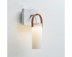 Moderne Wandlamp - Glas Marmer - Sfeervolle Verlichting - 50's Stijl - 13x34cm - Wit