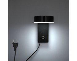 Moderne wandlamp, led-wandlamp 350 graden draaibaar, 180 cm plug-in binnenwandlamp, 6W aluminium wandlamp, met snoer en stekker