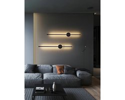 Moderne Wandlamp - Led Wandlamp - Minimalistisch - Warm Wit Licht - 55 x 10 cm - LED - Zwart - Woonkamerverlichting - Slaapkamerverlichting - Muurverlichting
