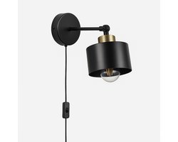 Moderne Wandlamp | Verstelbaar | LED 1 x E27 | Zwart/ Messing