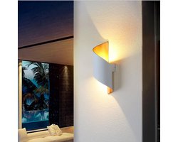 Moderne Wandlamp - Voor binnen of buiten - LED - wit en goudkleurig