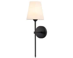 Moderne wandlampen - Wandlamp voor naast het bed in de slaapkamer - Wandverlichting met witte stoffen kap - Geschikt voor slaapkamer, woonkamer, gang en keuken - Zwart