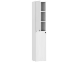 Moderne wandopbergkast Badkamerkast 6 planken voor grote opbergruimte zachte sluiting optimaal gebruik van verticale ruimte modern minimalistisch ontwerp, stevige en duurzame houten constructie geschikt voor badkamer keuken 30x30x161cm Wit