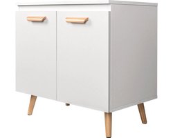 Moderne Wastafel Onderkast – Met Uitsparing – Vrijstaand – Badkamer Kastje - RVS – Luxe Design – Extra Opbergruimte – Wit