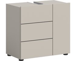 Moderne Wastafelkast In Kasjmier Met Zwarte Accenten - Ruime Opbergkast Op Wieltjes