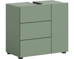 Moderne Wastafelkast in Rookgroen - Compacte Badkamer Opslag op Wieltjes