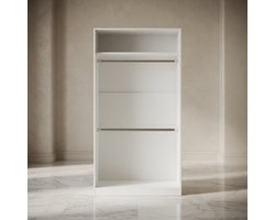 Moderne Witte Garderobekast / Kledingkast met Opbergruimte – Smalle Hoge Slaapkamerkast & Halkast van Duurzaam Houtmateriaal met 2 Vakken, Compact Design – Mobili Bella