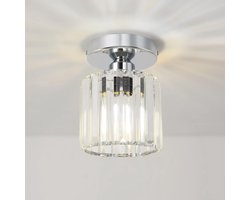 Moderne Zilveren Kristallen Plafondlamp - E27 Fitting - Mini Kroonluchter voor Woonkamer, Slaapkamer en Hal