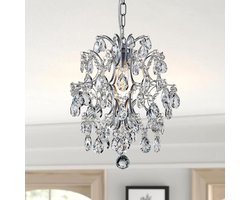 Moderne Zilveren Kroonluchter Kristal Regendruppel Verlichting Plafondlamp - Eetkamer Badkamer Slaapkamer Woonkamer - 1 E27 Lampen vereist - D32cm x H40cm