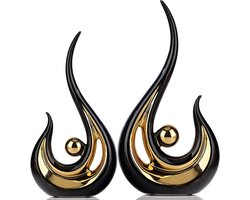 Moderne Zwarte en Gouden Abstracte Beelden Kunst voor Woonkamer Decoratie - Keramische Sculpturen in Krimsproom Stijl