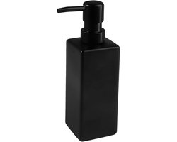 Moderne Zwarte Glazen Zeepdispenser van 350ml, Vierkante Zeepdispenser voor Badkamer en Keuken, Perfect voor Vloeibare Zeep en Handreiniger