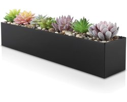 Moderne Zwarte Langwerpige Plantenbak - Voor Succulenten - 1 stuk - Roestvrij staal - 16 inch