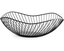 Moderne zwarte metalen fruitschaal - anti-roest duurzame fruitmand voor op het bureau - 255 x 10 cm Fruitschaal