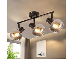 Moderne Zwarte Plafondlamp met 3 Draaibare Spots voor Keuken, Hal en Woonkamer
