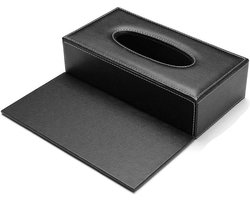 Moderne Zwarte Tissueboxhouder van PU Leer voor Badkamer, Kantoor en Woonkamer - Decoratieve Papieren Dispenser voor Tissuepapier en Servetten
