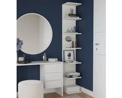 Moderne Zwevende Boekenkast Wandplank met 7 Planken – Wandkast, Opbergplanken & Wandrek voor Woonkamer, Slaapkamer, Badkamer, Keuken of Kantoor – Duurzame Hangplank van Gelamineerd Spaanplaat – Stijlvolle Witte Boekenplank