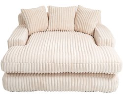 Modernes Cord-Schlafsofa Cloud Couch met 3 zachte kussens, comfortabele eenpersoons vloersofa voor woonkamer appartement kantoor (beige)