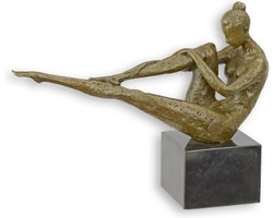 Modernistisch bronzen beeld ‘Reclining Female Nude’ – Sculptuur – bronzen liggende vrouw naakt kunst – modern ontwerp – interieurdecoratie – met sokkel – 25,4x7,9x19,6 cm – brons
