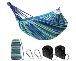 ModernStore Outdoor Katoenen Hangmat Multiples 210 x 150 cm - Draagvermogen 200 kg - Draagbaar met Draagtas - Lichtgroen