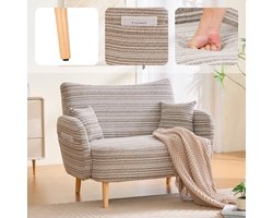 MODFU - 2-Zitsbank - Diepe Zitting En Opbergvakken - Modern Minimalistisch - Woonkamer - Bouclé - Khaki - 121 X 81,5 X 87 Cm
