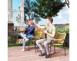 MODFU - 3-Delige Rotan Bistroset - 2 Tuinstoelen En Ronde Tafel - Staal - Geel - Stoel 54 X 66 X 76 Cm - Tafel Ø50 X 48 Cm