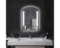 MODFU - Badkamerspiegel Met Verlichting - 3 Lichtkleuren En Touchbediening - Modern - Voor De Badkamer - Aluminium En Gehard Glas - Zilver - 50 X 70 Cm