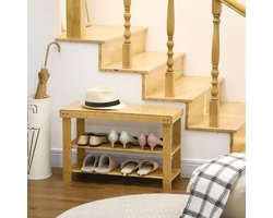 MODFU - Bamboe Bank - Schoenenrek - 3 Etages - Natuurlijke Houtkleur