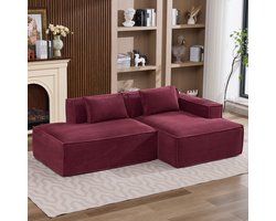 MODFU Bank - Compact Ontwerp Met Pocketvering - Modern - Voor Woonkamer Of Kantoor - Polyester - Rood - 235 Cm