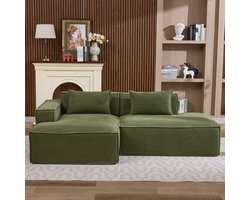 MODFU - Bank - Compact Ontwerp - Modern - Voor Woonkamer Of Kantoor - Polyester - Groen - 235 Cm