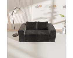 MODFU Bank - Hoge Dichtheidsschuim - Modern Minimalistisch - Voor Woonkamer - Ribfluweel - Zwart