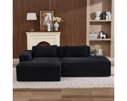 MODFU - Bank - Pocketvering En Slijtvaste Bekleding - Modern - Woonkamer Of Kantoor - Polyester - Zwart - 235 cm
