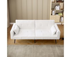 MODFU - Bank - Ribstof - Metalen Poten - Eenvoudig Ontwerp - Woonkamer Of Werkkamer - Hout En Plaatmateriaal - Beige