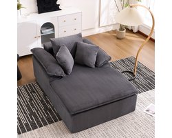 MODFU - Bank Zonder Frame - Ergonomisch En Met Brede Armleuningen - Voor Woonkamer Of Leeshoek - Ribstof - Grijs - 177 x 122 x 92 cm