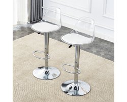 MODFU Barkruk set van 2, kunststof rugleuning, metalen onderstel, 360° draaibaar, in hoogte verstelbaar