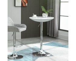 MODFU Bartafel (draaibaar, in hoogte verstelbaar) – wit ABS-gecoat blad, metalen voet Ø61 cm 76–97 cm