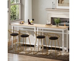 MODFU Bartafel Eikenlook, compact sta-tafel voor 2 personen, rubberwood frame, wit gelakt