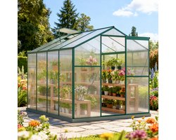 MODFU - Broeikas - Met Fundering En Schuifdeur - Voor De Tuin - Aluminium En Polycarbonaat - 253 X 190 X 200 Cm