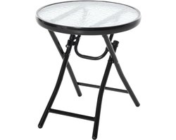MODFU Buitentafel Ø45x50 cm van metaal met glazen blad, inklapbaar zwart