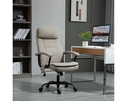 MODFU - Bureaustoel - Ergonomisch En Hoogteverstelbaar - Met Massagefunctie En Schommelfunctie - Polyester - Beige - 63 x 70 x 112-121 cm