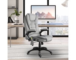 MODFU Bureaustoel - Ergonomisch En Verstelbaar - Met Massage- En Verwarmingsfunctie - Polyester - Grijs