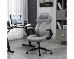 MODFU - Bureaustoel - Ergonomisch, Met Wipfunctie En Opklapbare Armleuningen - Voor Thuiskantoor - Polyester - Lichtgrijs